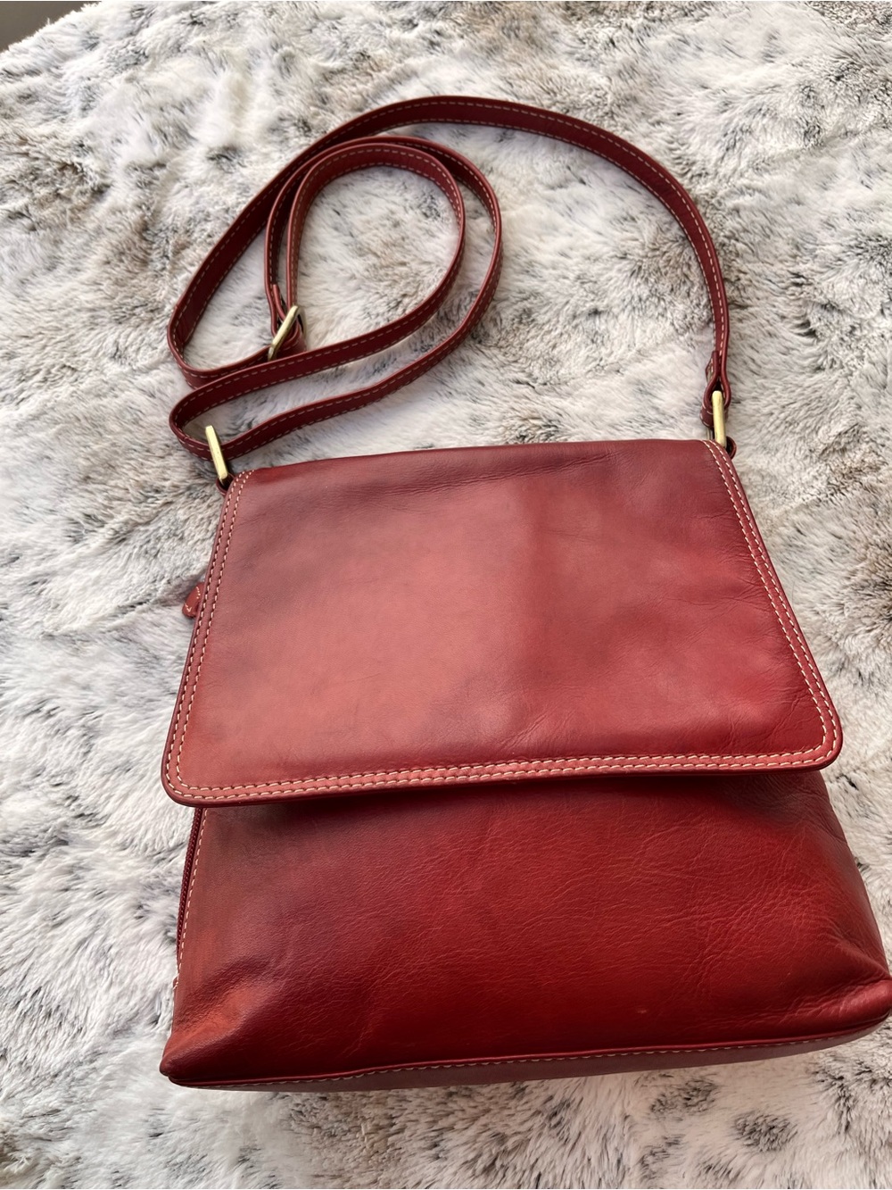 Chaos Leather Crossbody Bag in Deep Red